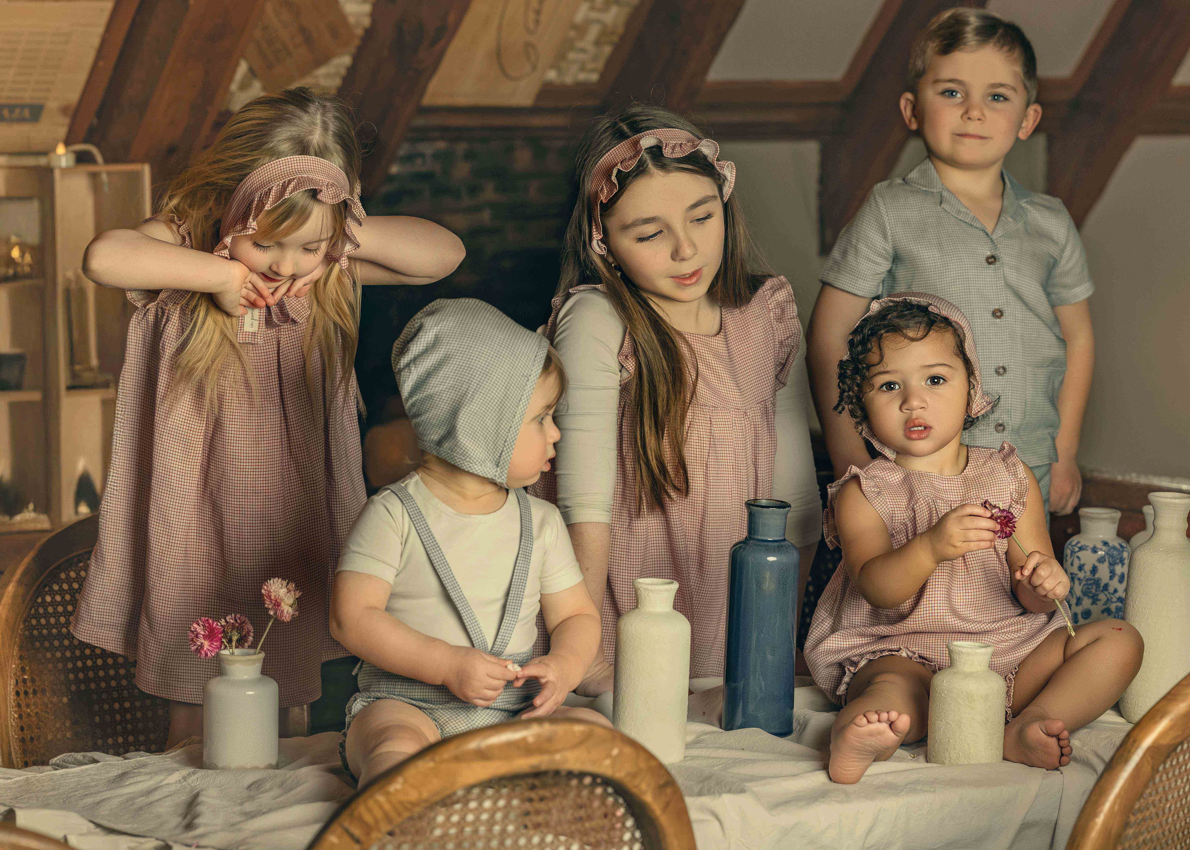 Checkered Boys Set in Ink