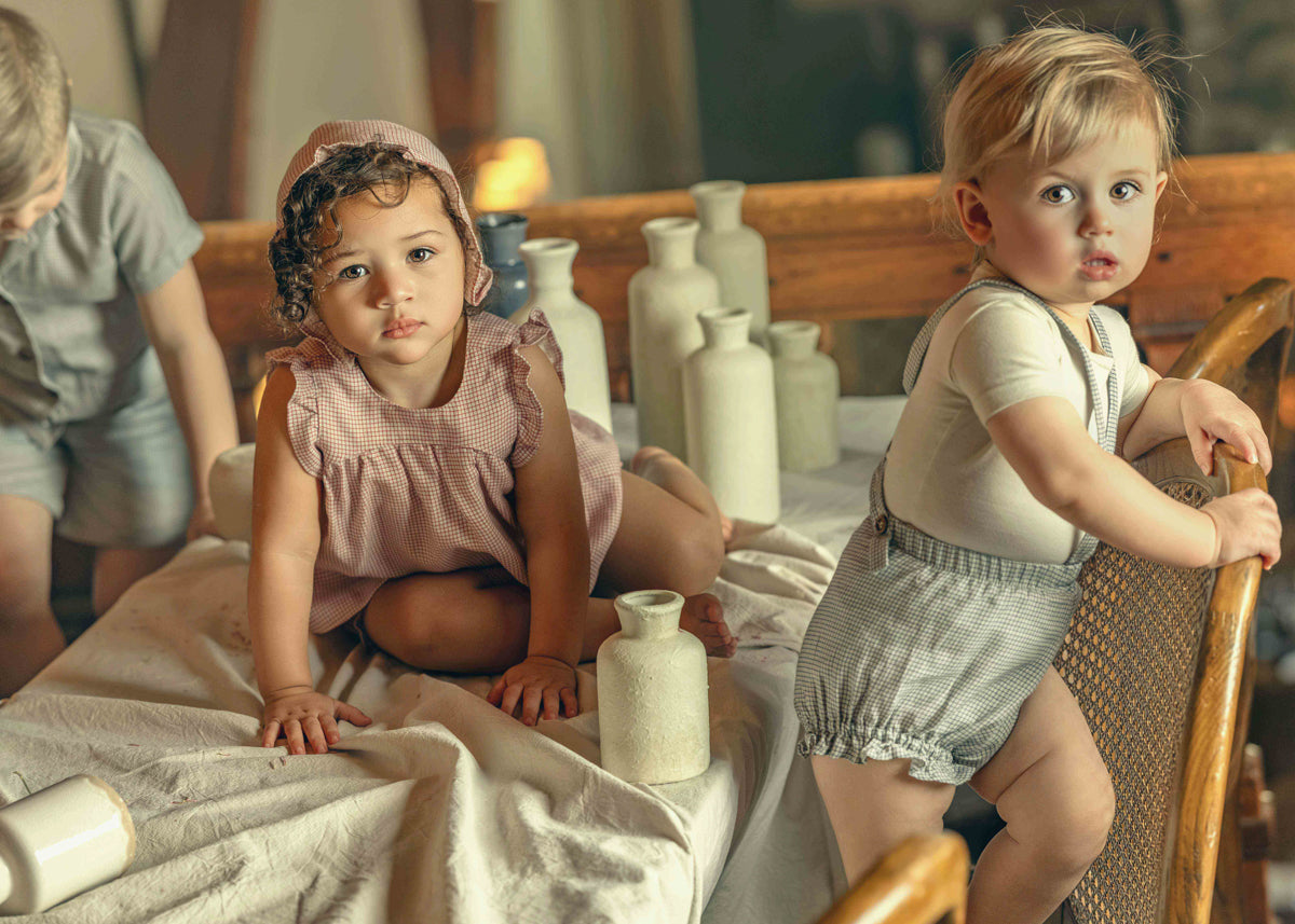 Baby Suspender in Ink Checkered