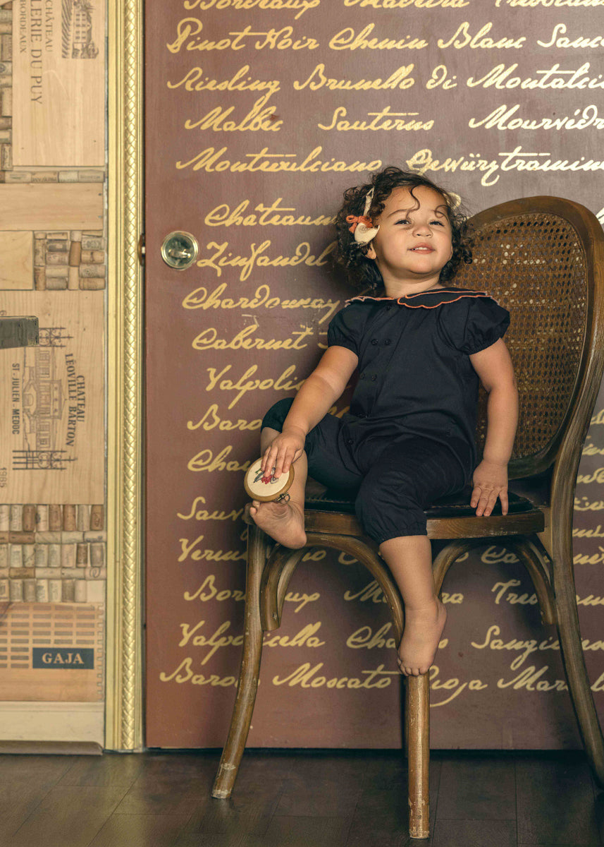 Double Collar Romper With Orange Peel