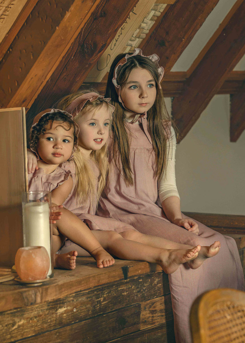 Checkered Dress in Brick