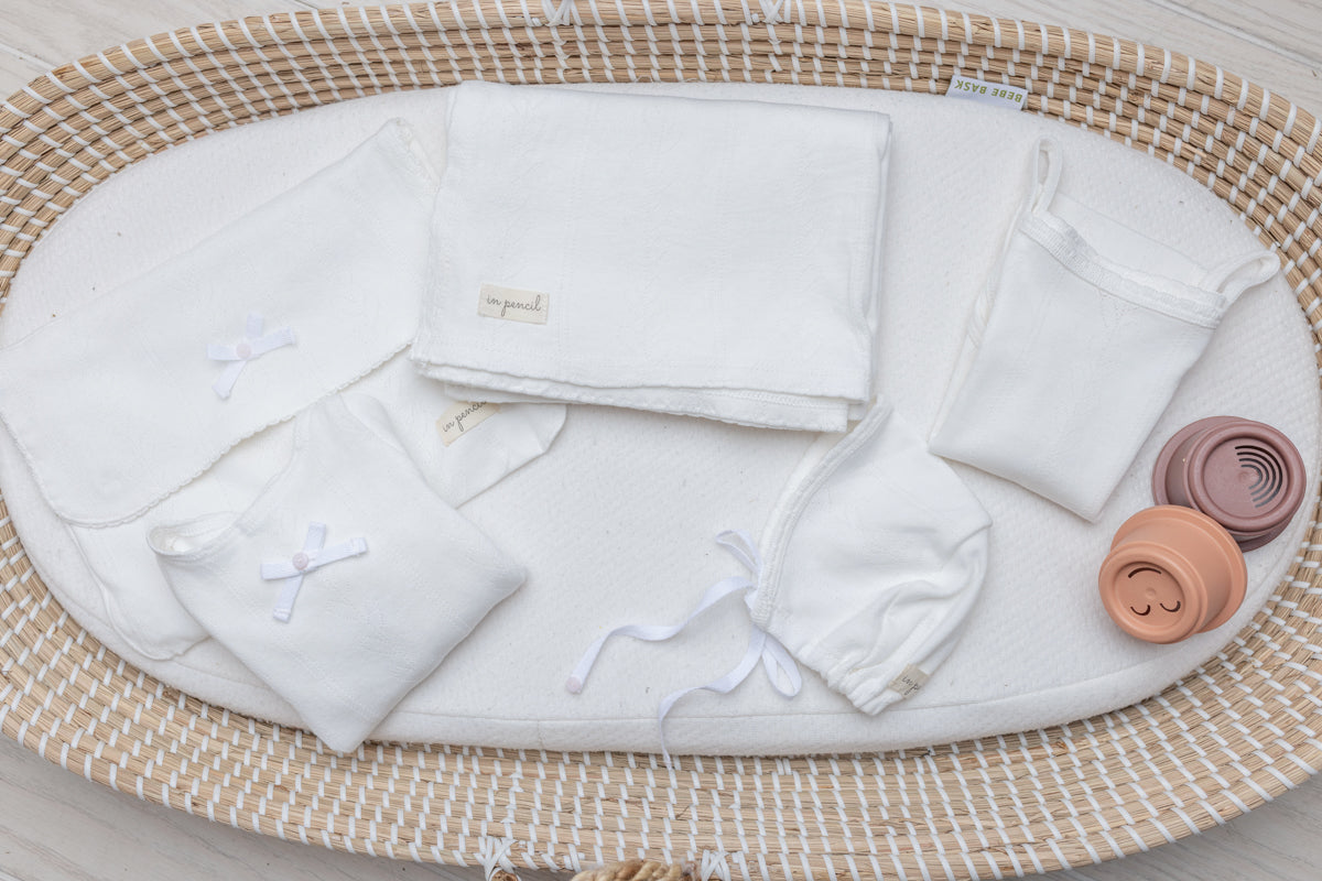 Pointelle Button layette 5 piece Girls Set