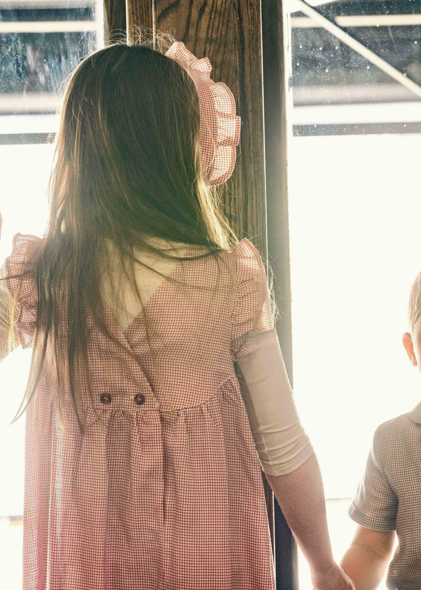 Checkered Dress Maxi in Brick