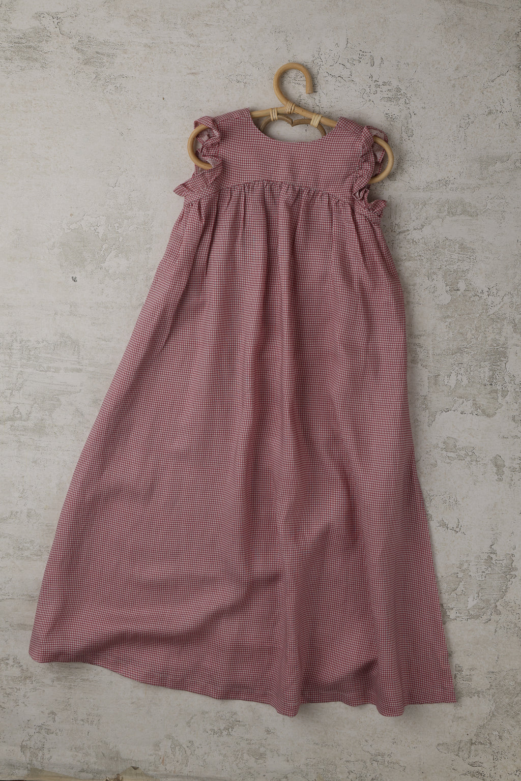 Checkered Dress Maxi in Brick