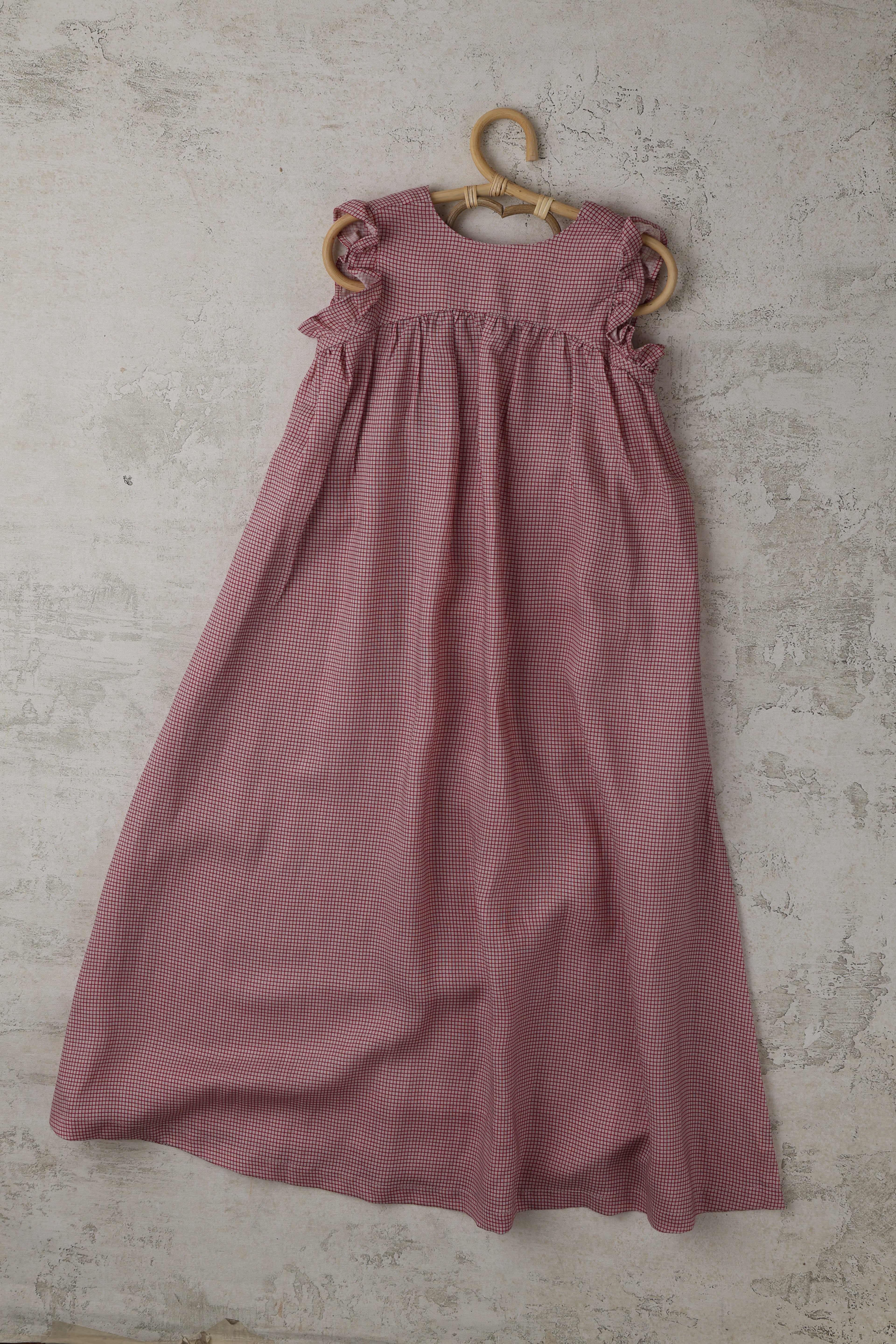 Checkered Dress Maxi in Brick