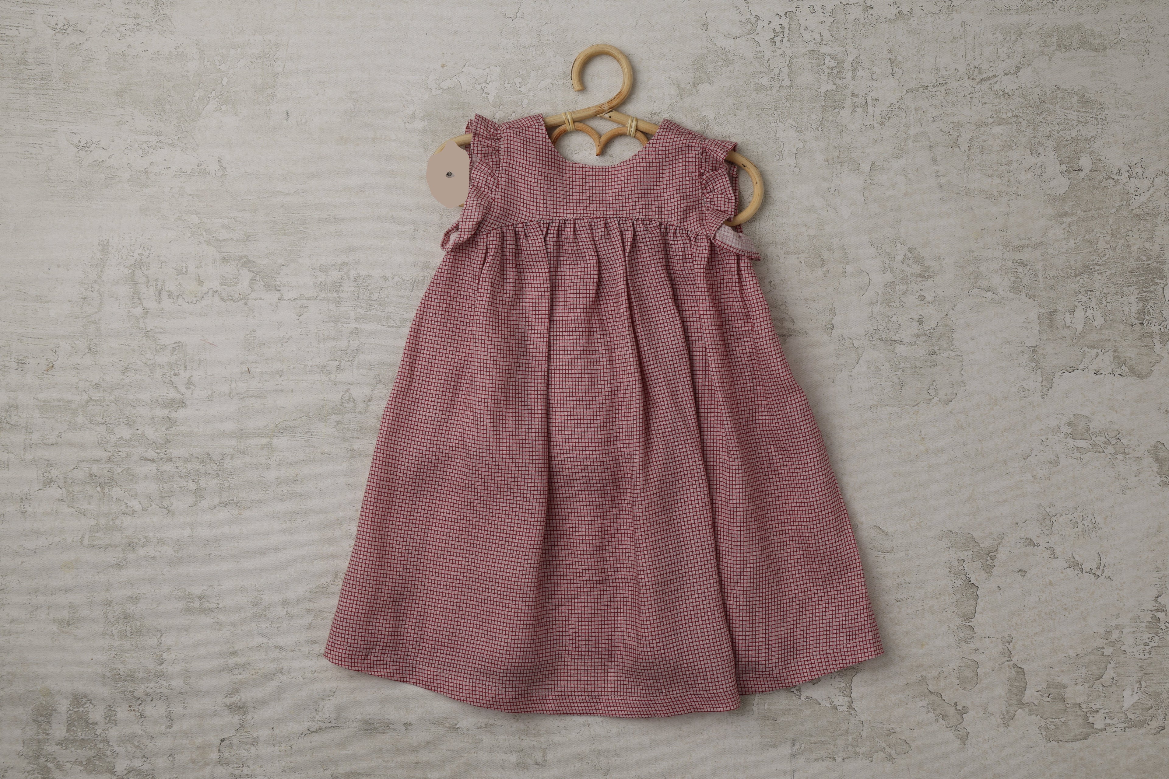 Checkered Dress in Brick