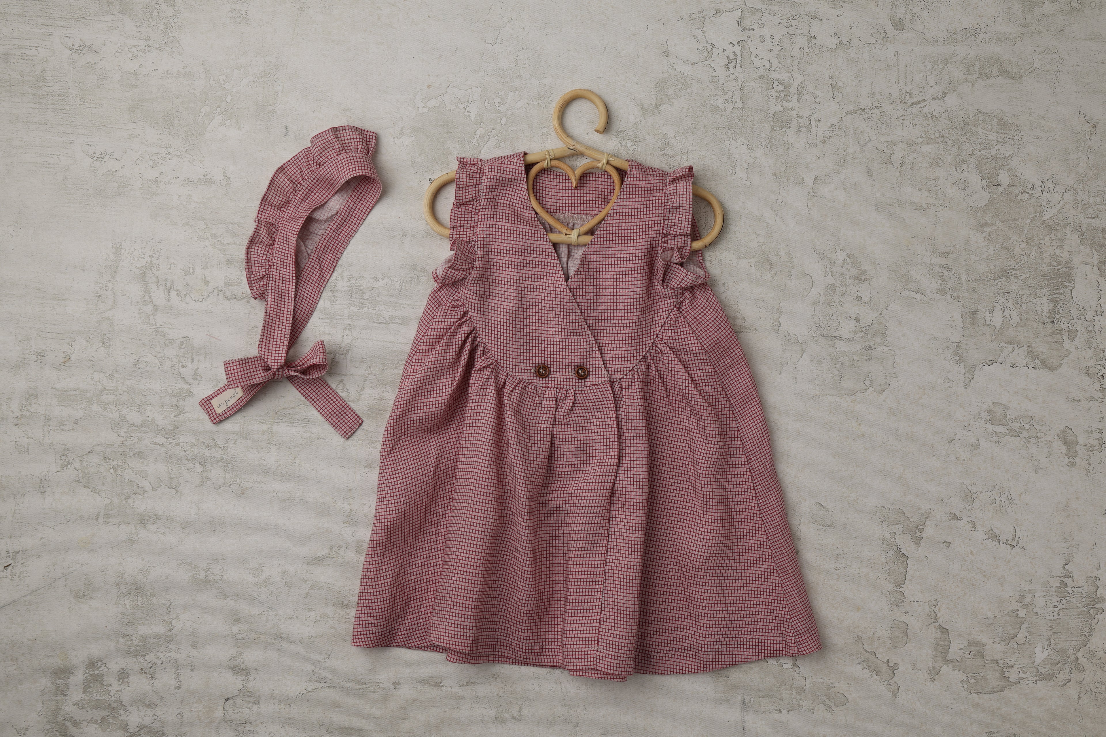 Checkered Dress in Brick